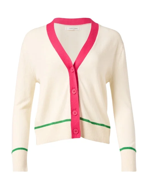 Cream Contrast Trim Cardigan