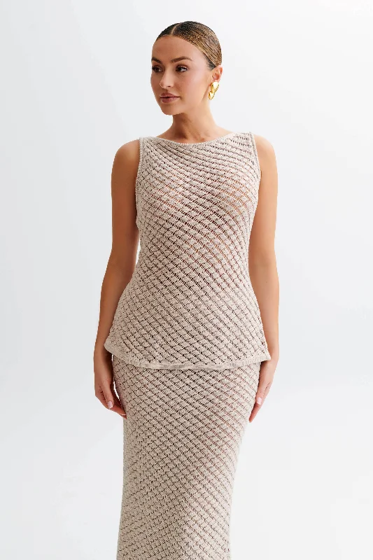 Guiliana Sleeveless Knit Top - Tawny Grey Guiliana Sleeveless Knit Top - Tawny Grey