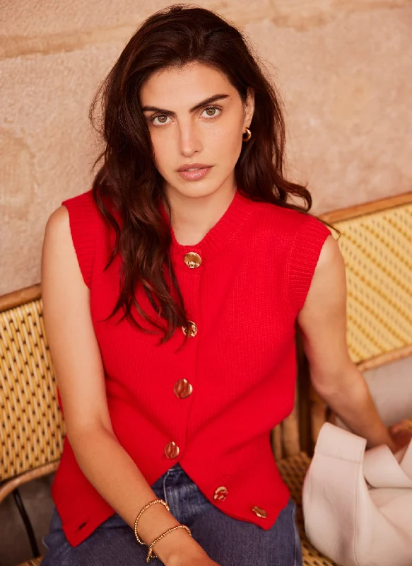Red Cotton Knit Top