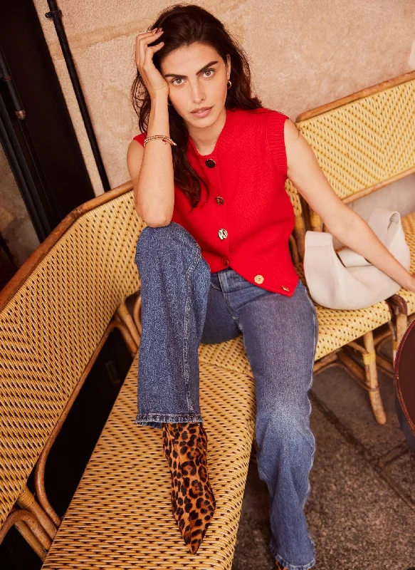 Red Cotton Knit Top