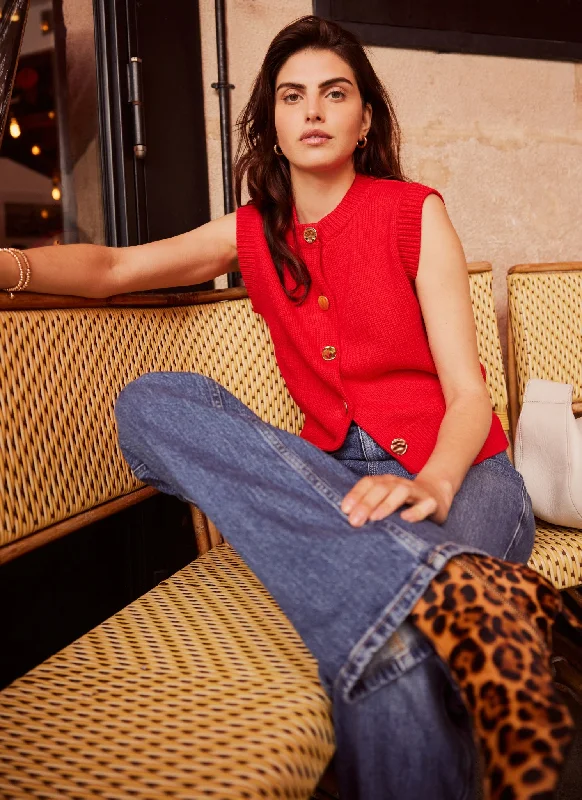 Red Cotton Knit Top