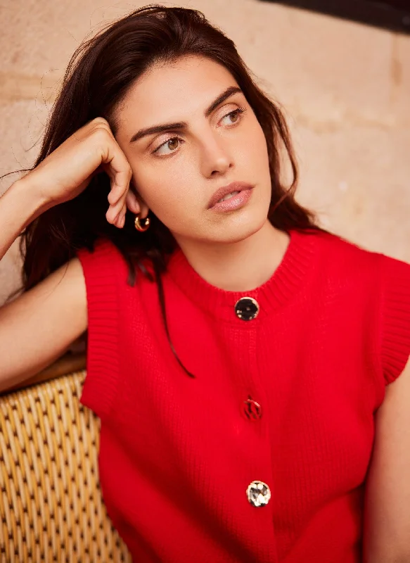 Red Cotton Knit Top