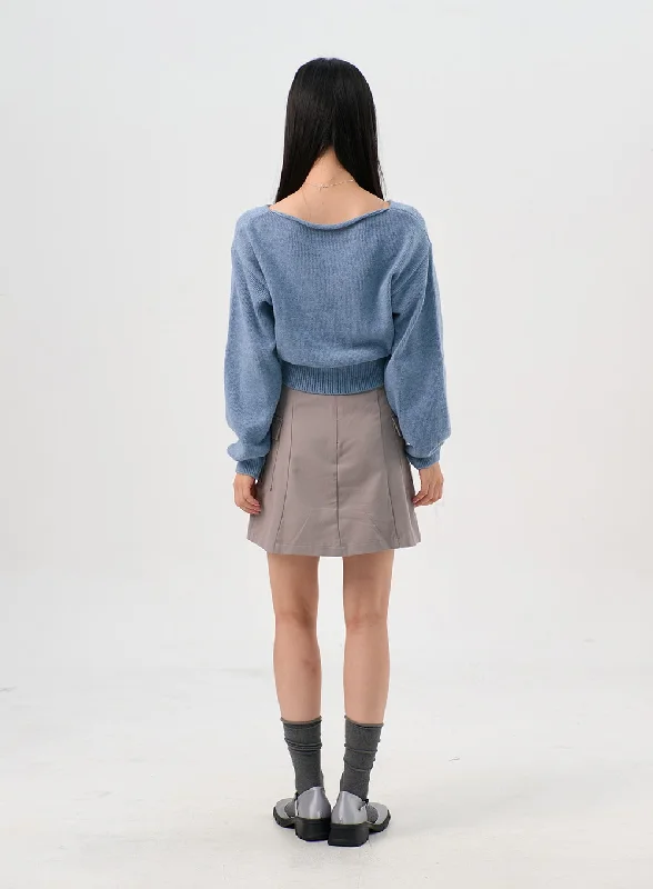 V-Neck Puff Sleeve Sweater OS302